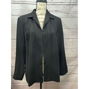 Dressbarn Black Pinstripe Blazer Jacket Womens Size 12‎